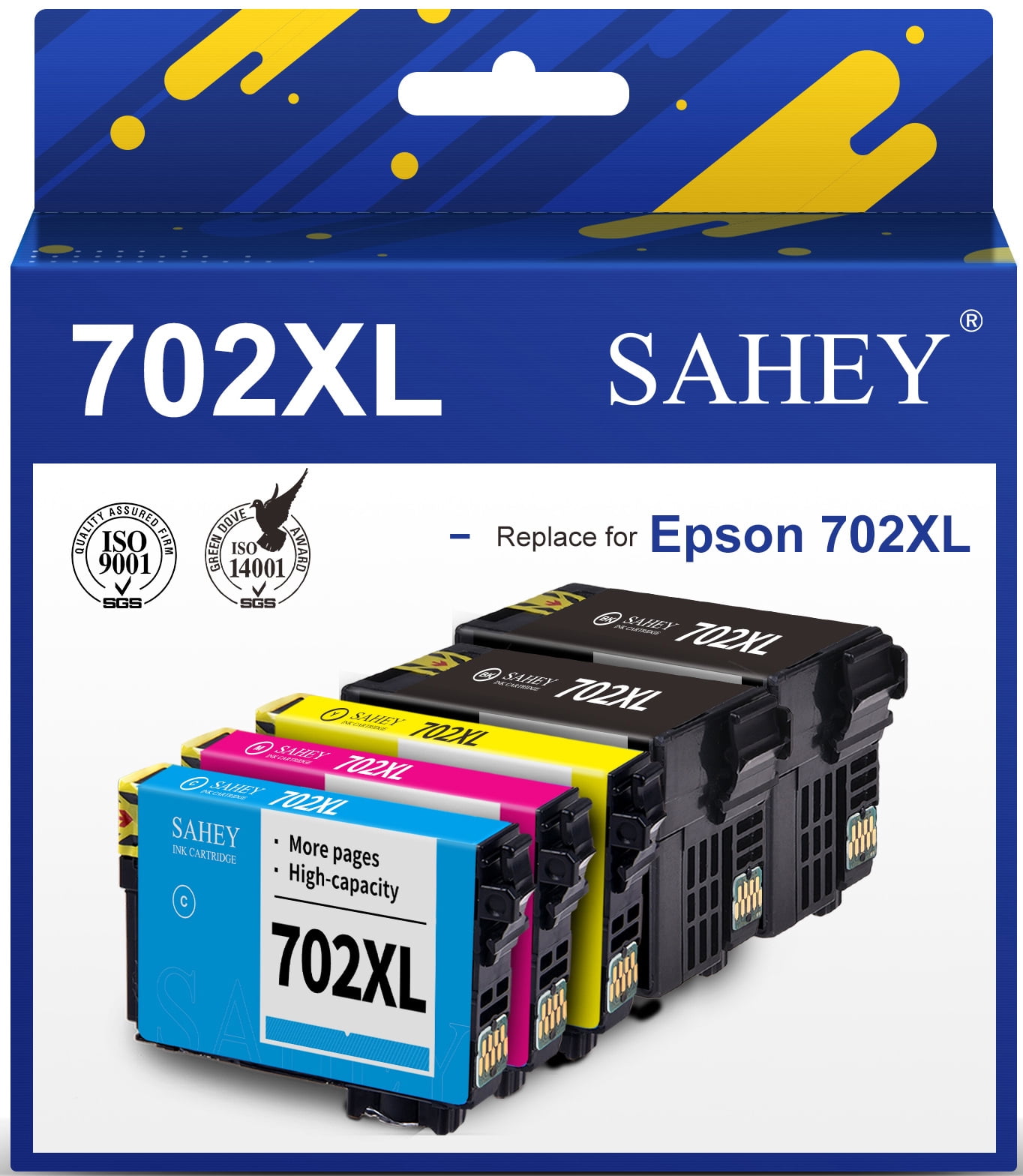 702XL Ink Cartridges Replacement for Epson Ink 702 T702 for Workforce