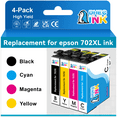 thumbnail image 1 of 702 Ink Cartridges Replacement for Epson 702XL Ink Cartridges Combo Pack for Workforce Pro WF-3720 WF-3733 WF-3730 Printer (4 Pack), 1 of 8