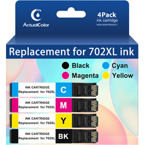 ACTUALCOLOR C Ink Cartridge Compatible for Epson 702 Ink Cartridge 702XL Ink , 4-Pack