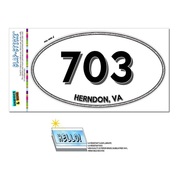 703 - Herndon, VA - Virginia - Oval Area Code Sticker