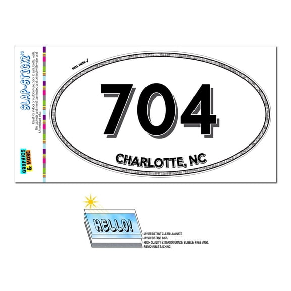 704 - Charlotte, NC - North Carolina - Oval Area Code Sticker
