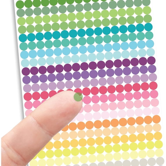 704 Mini Color Coding Transparent Dots,.25" Rainbow dots for organizing, 1/4" Dot Labels, Multi Color Round Stickers, 22 Colored Circle Label, Removable, Waterproof