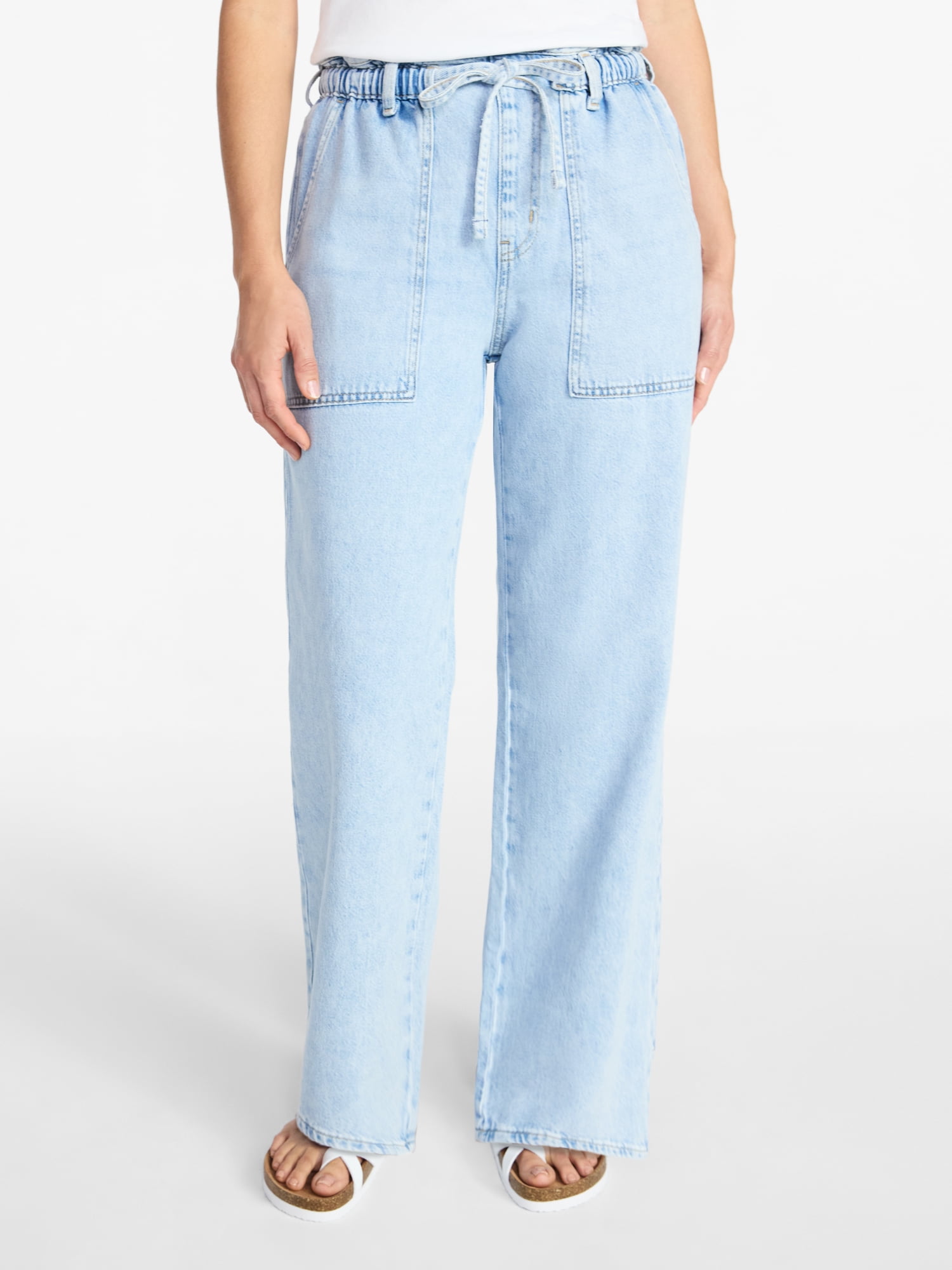 Scenario Women's Pull On Wide Leg Jeans, 30" Inseam, Sizes XS-XXXL