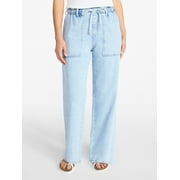 TIME AND TRU Women's Pull On Wide Leg Jeans, 30" Inseam, Sizes XS-XXXL