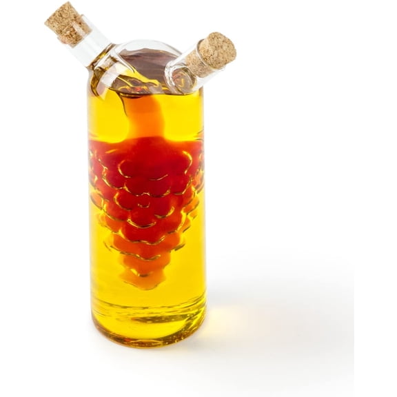 7050 Run Grape Motif Oil and Vinegar Cruet Dispenser Bottle, Clear Borosilicate Glass