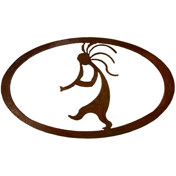Southwest Kokopelli Oval Rust Patina