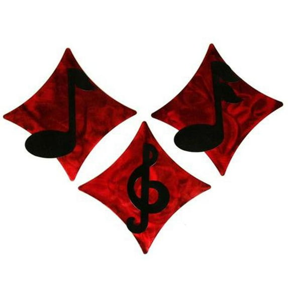 7055 796762868513 Music Diamonds Metal Wall Art, Candy Red - Set of 3