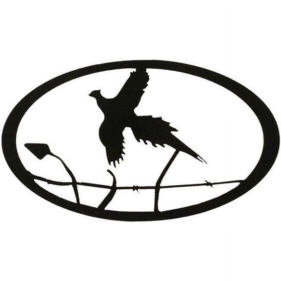 7055 796762869169 Pheasant Oval Metal Wall Art - Hammered Black