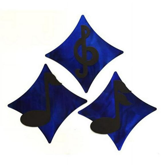 7055 817865022357 Music Diamonds Metal Wall Art, Candy Blue - Set of 3