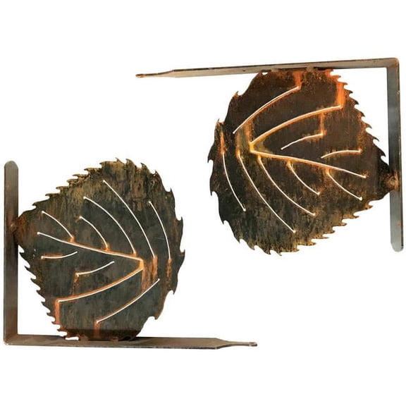 7055 817865023842 Aspen Leaf Shelf Brackets, Hammered Black