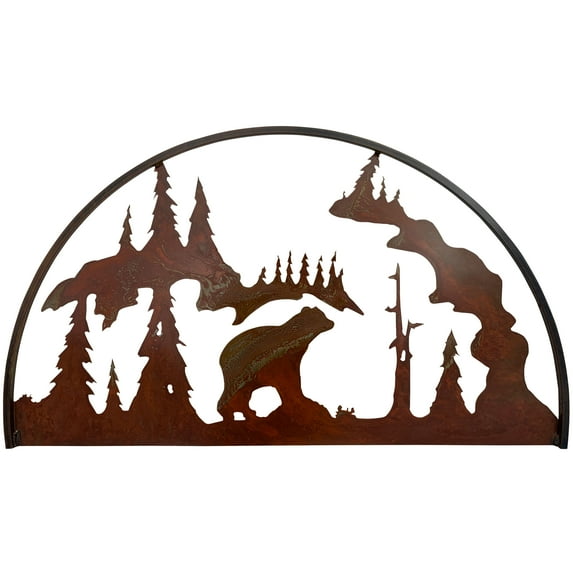 7055 Inc. Bear Hoop Metal Wall Art Home Decor Rust Patina 27.75 in