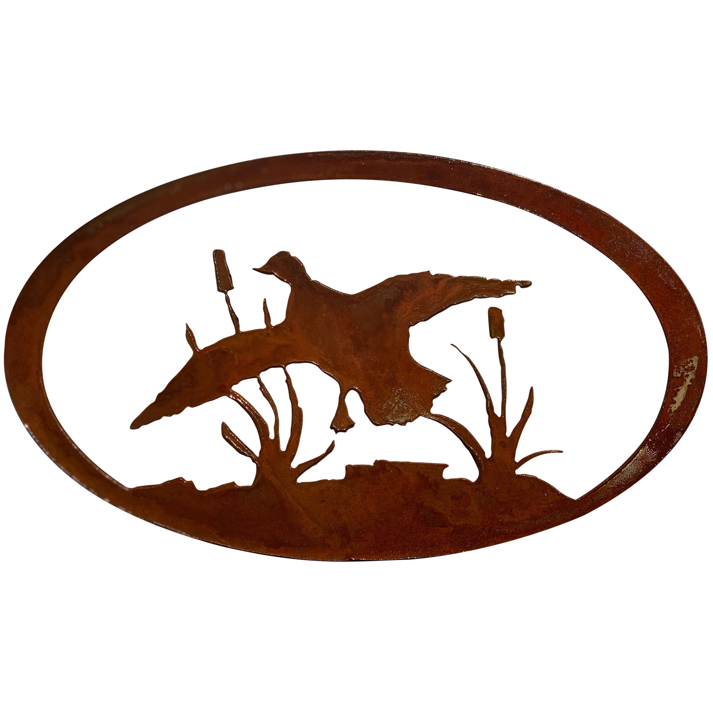 Rust Patina Oval Metal Duck Wall Sculpture