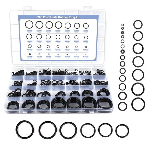 705Pcs O Ring Kit, 28 Sizes Metric Nitrile Black Rubber O Rings, Oil and High-Temperature Resistant, for Automotive Repairs, Pipe Connections, tap Pipe Sealing, and Air or Gas Sealed Connections