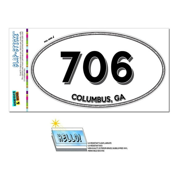 706 - Columbus, GA - Georgia - Oval Area Code Sticker