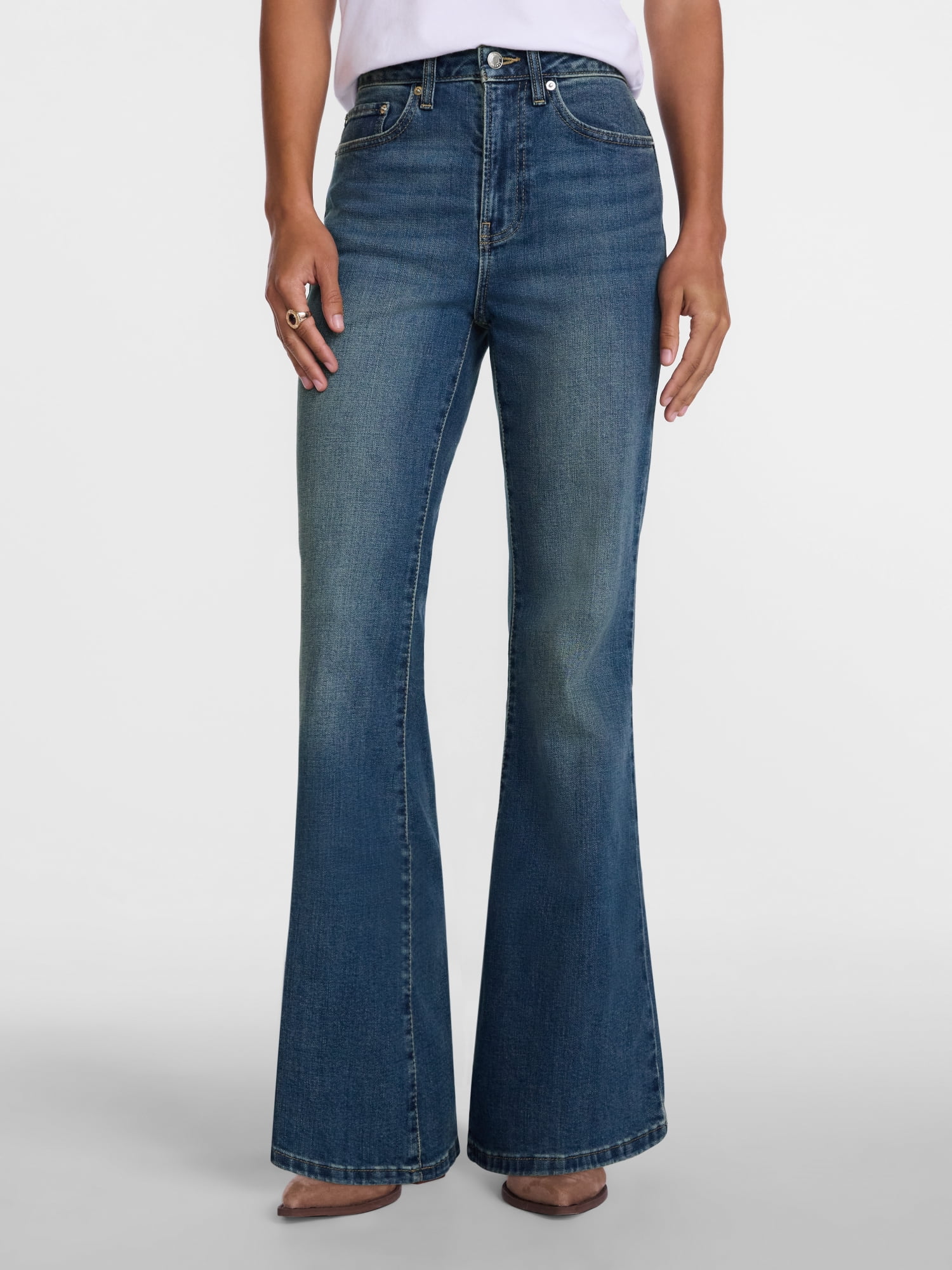Scenario Women's High Rise Flare Denim Jeans, Sizes 0-20