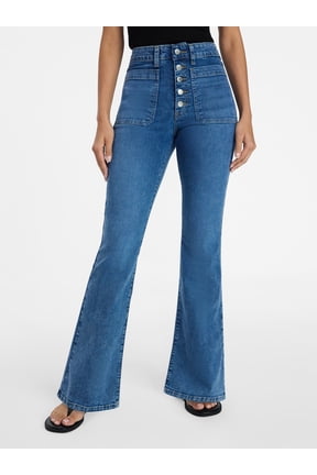 Women's Patch Pocket Flare Jeans, 31" Inseam, Sizes 0-22, 0L-22L