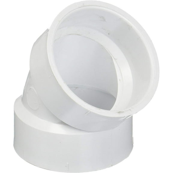 70620 Plastic Pipe Fitting, DWV Sanitary Elbow, 45-Degree, PVC, 2-In. - Quantity 1