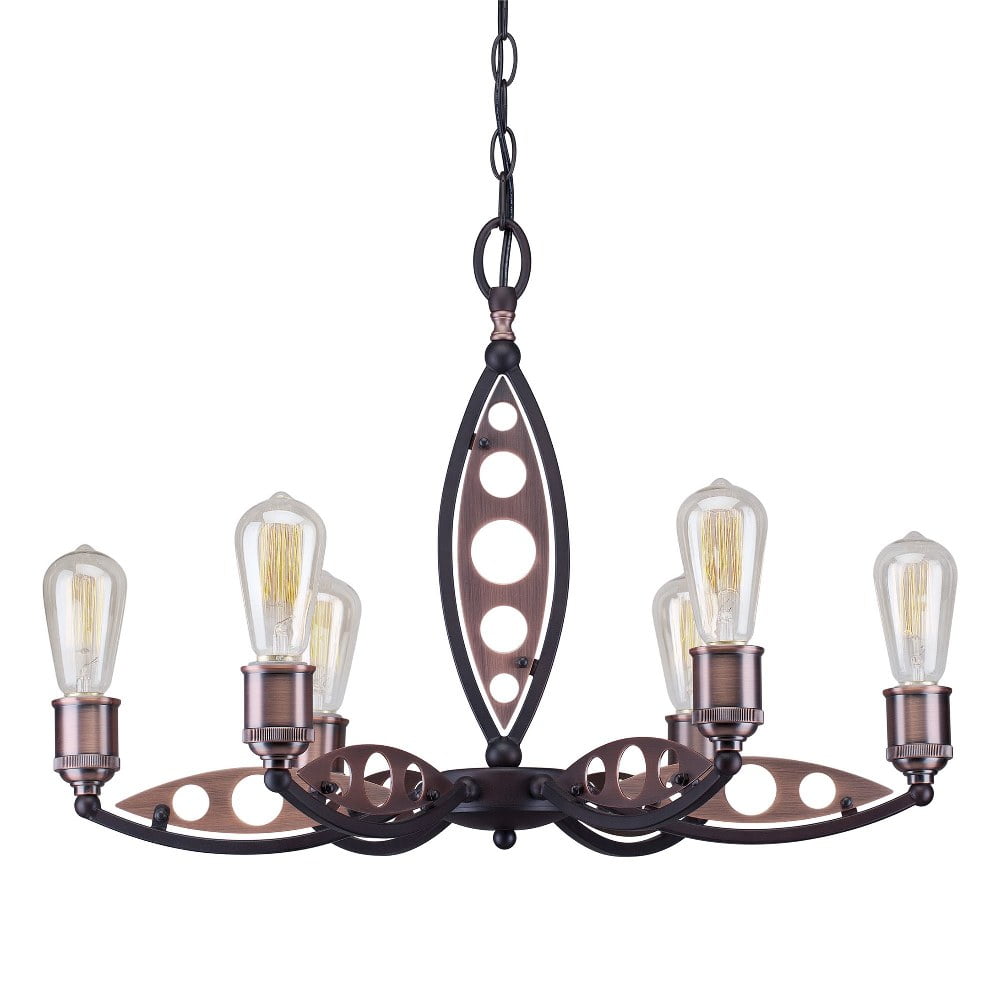 Essy Antique Bronze 6-Light Chandelier - 17" Tall, 24" Wide