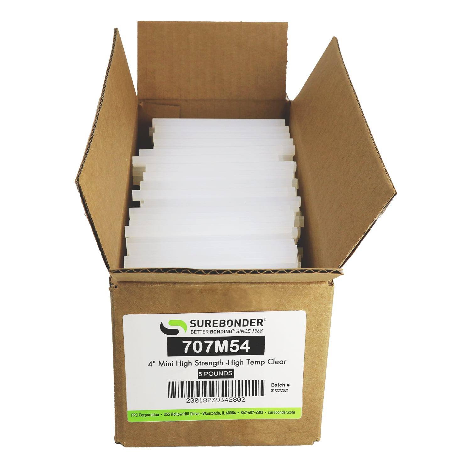 707M54 Mini Size 4" High Strength Hot Glue Stick 5 lb Box