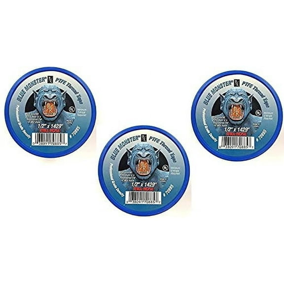 70885 Blue Monster 1/2 Inch x 1429 Inch Blue Teflon Tape (3 Pack)