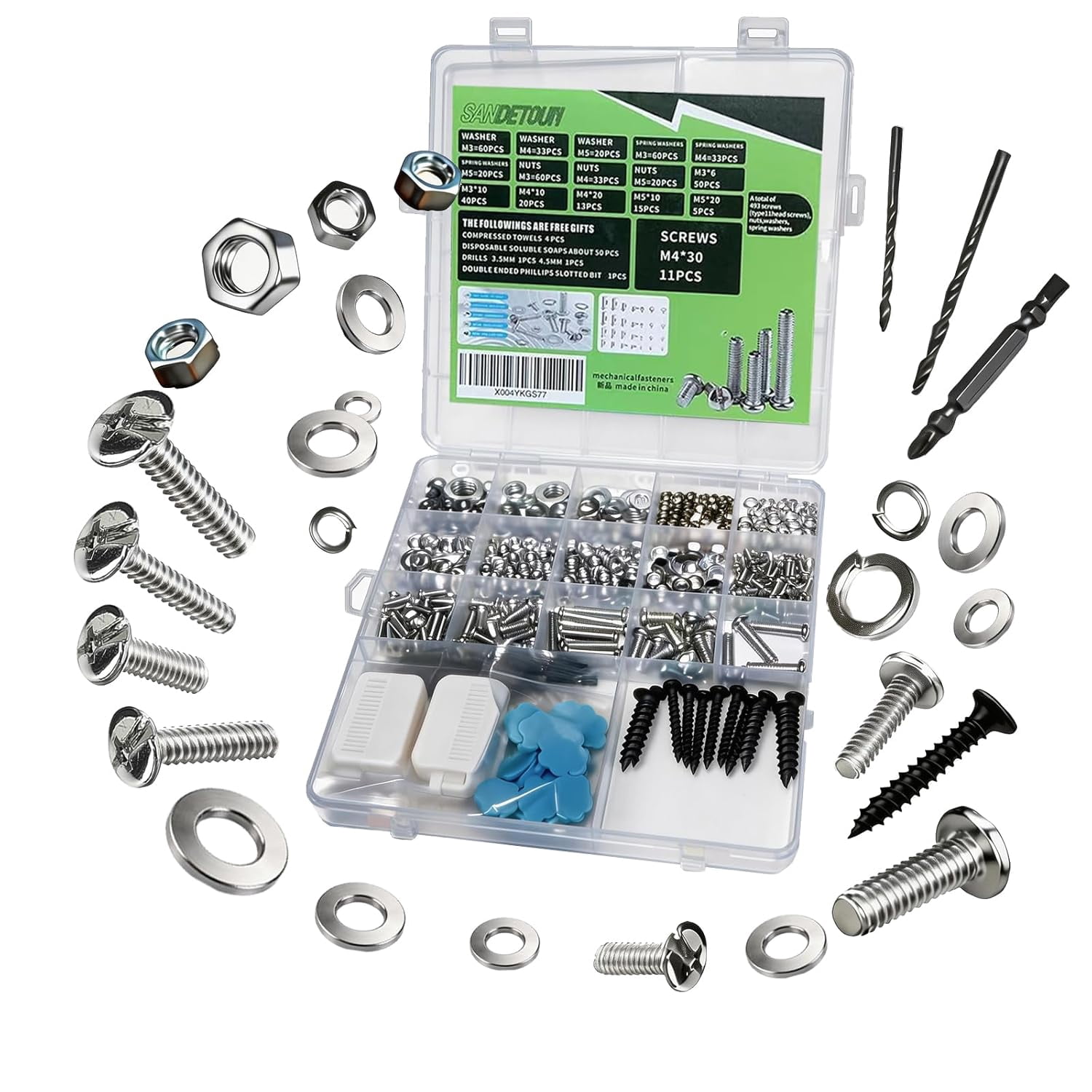 708Pcs M3 M4 M5 Screws Nuts Assortment Kit with Plastic Storage Box for Furniture Machinery Automotive DIY Projects