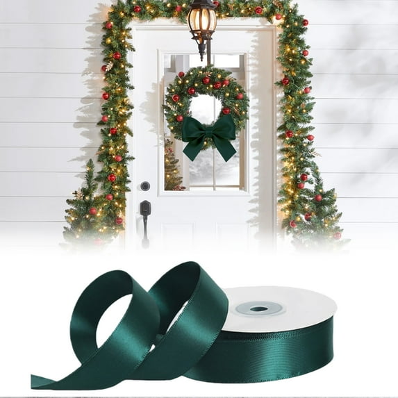708x1In Double Faced Satin Ribbon,Light Baby Satin,Colorful Double-Sided Ribbon,Decorative Ribbon Roll,for Baking Crafts, Gift Wrapping with Christmas Decoration, Sewing & Party Decor,Green