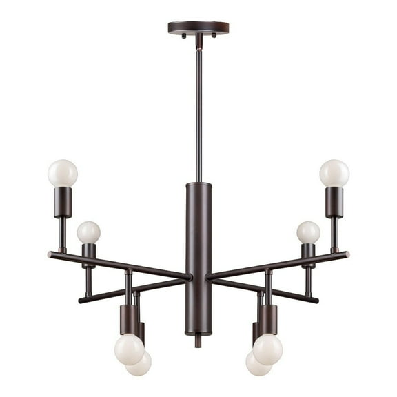 7091-08-32-Forte Lighting-Laine - 8 Light Chandelier-12 Inches Tall and 28 Inches Wide-Antique Bronze Finish