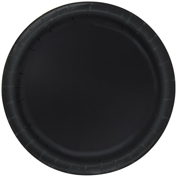 Black Round 7" Dessert Plates, 70ct, Way To Celebrate