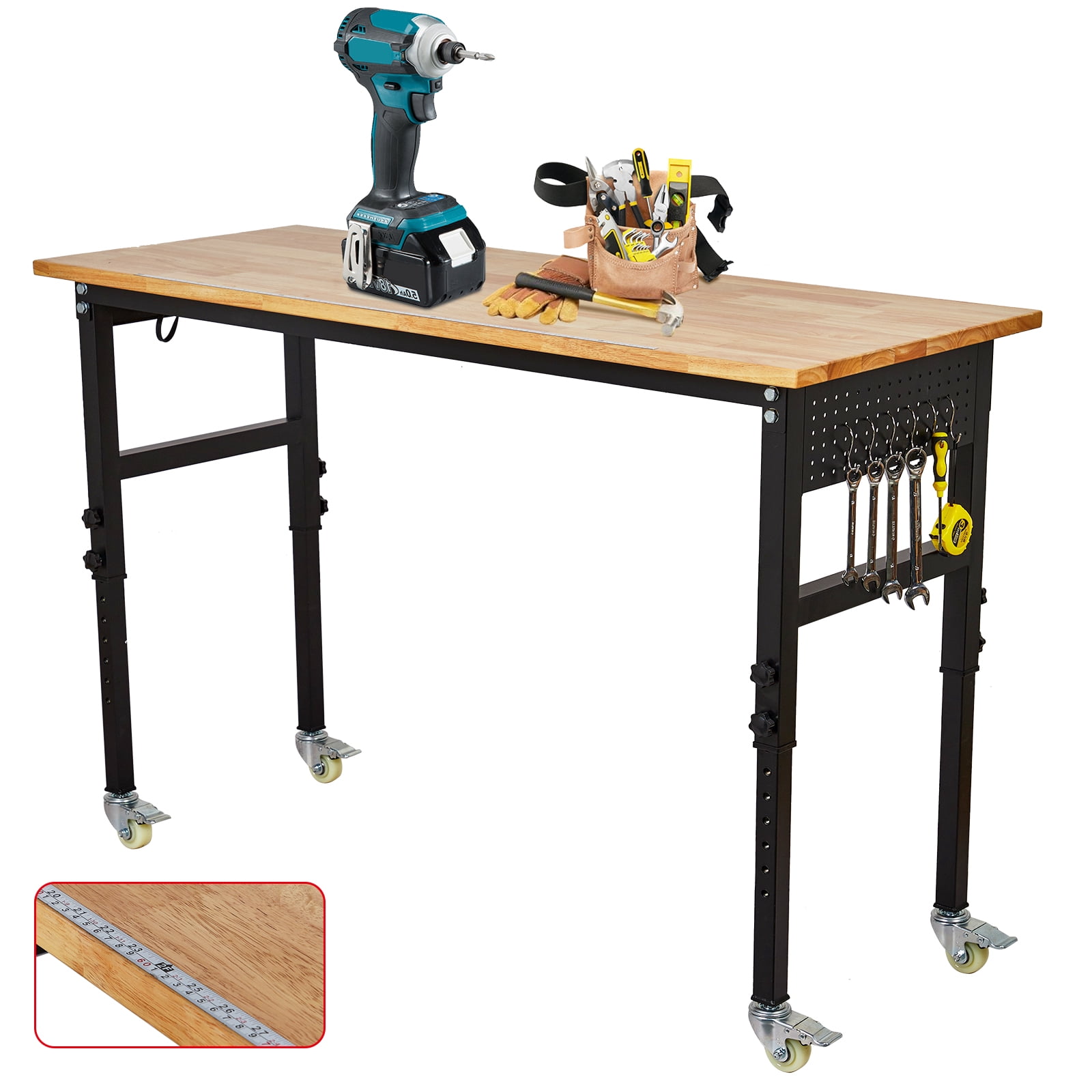 70In Work Bench,Workbench Adjustable 29.5" to 39.4" ,Heavy Duty Wood ...
