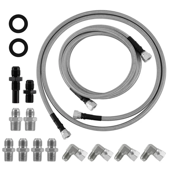 70Inch Transmission Cooler Hose Kit For GM For Chevy 1996-2021 4L80E, For Ford C4-C6-AOD, For Turbo 350/400/200-200R4/700R4 4L60 4L60E 4L65E SS Braided Transmission Cooler Line