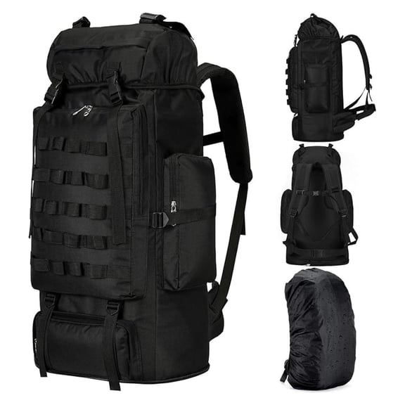 70L/100L Hiking Backpack Waterproof, Large Camping Rucksack with Rain Cover, Molle Tactical Backpack for Trekking, Climbing, Outdoor Adventure