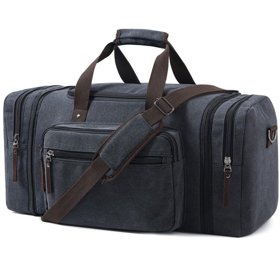 70L Dark Grey Canvas Duffel Bag Travel Gym Weekender Carry On
