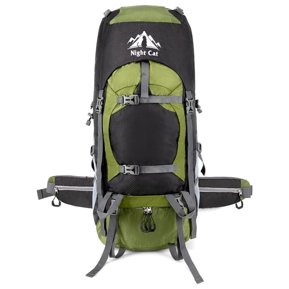 70L Green Camping Hiking Backpack Shoulder Bag Travel Rucksack Without Internal Frame