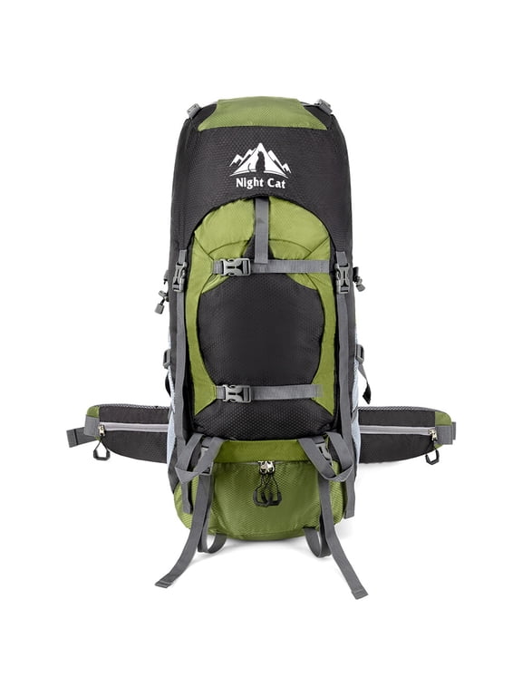 70L Green Camping Hiking Backpack Shoulder Bag Travel Rucksack Without Internal Frame