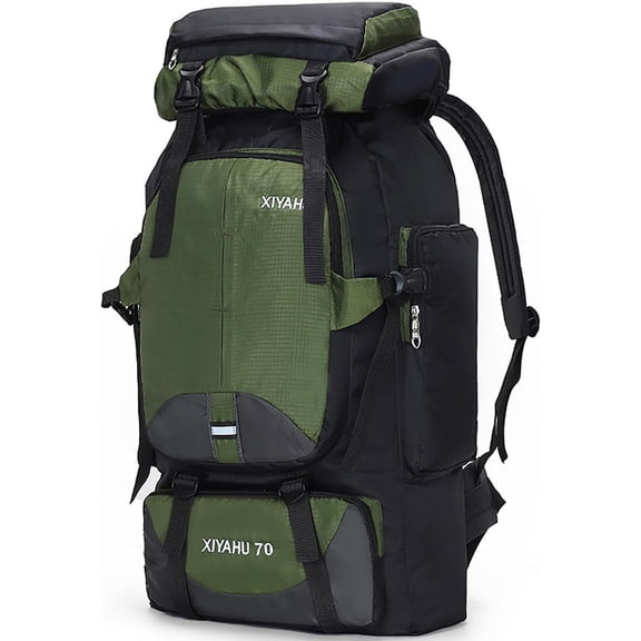 70L Hiking Backpack Rucking Camping Lightweight Backpacking Outdoor Travel Bag Trekking Pack Large Capacity Backpacks Climbing Trail Backpack for Men Women- Green