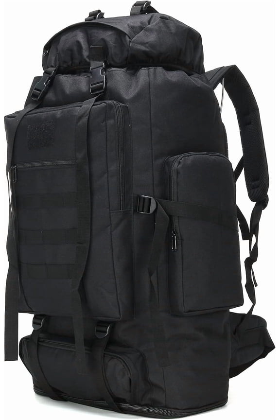 70L Hiking Backpack with Laptop Sleeve, Water-Resistant Oxford Fabric, Camouflage Pattern, Front-Loading and Expandable Design