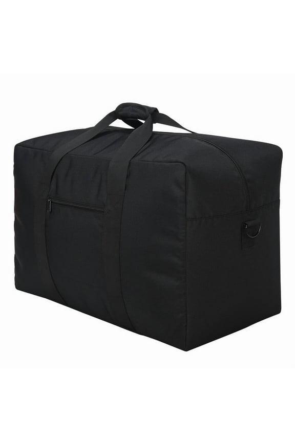 Durable Oversized Expandable Weekender Duffel Bag, 70L Heavy Duty Luggage Storage, Black
