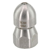 70L/Min Stainless Steel Drain Jetter Nozzle G1/2" Thread 150 Bar Pressure 7-Hole Design For Garden Hose Attachment Cleaning