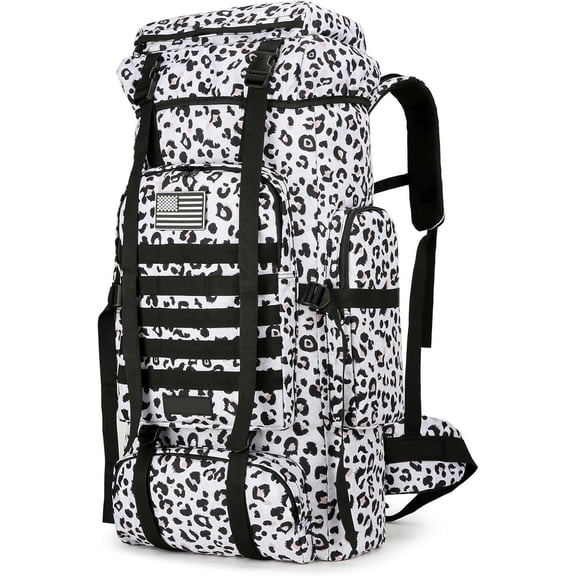 70L Tactical Hiking Backpack with Camouflage Pattern, Water-Resistant Oxford Fabric, Ergonomic Fit, and Front-Loading Design