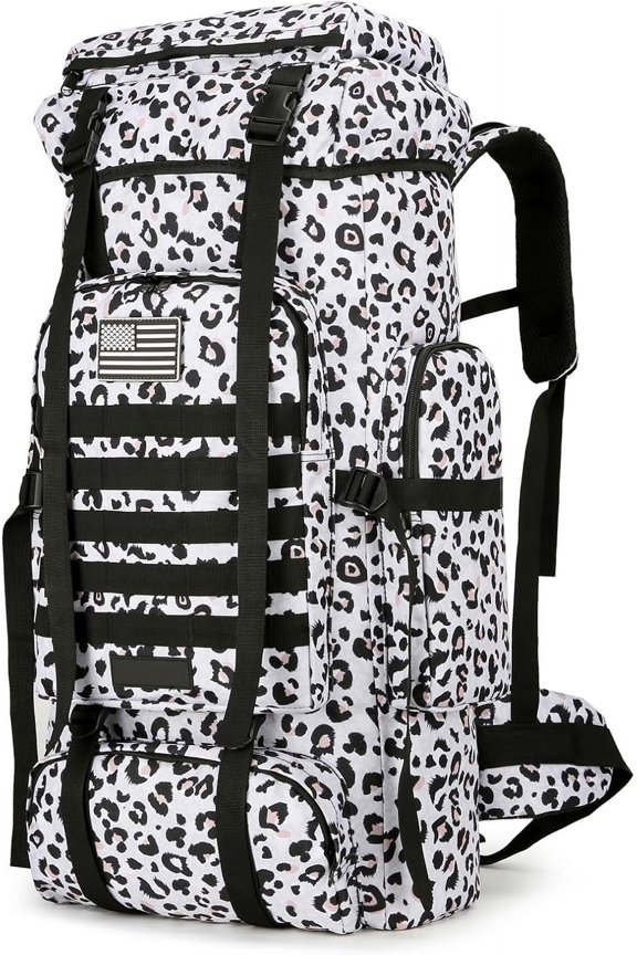 70L Tactical Hiking Backpack with Camouflage Pattern, Water-Resistant Oxford Fabric, Ergonomic Fit, and Front-Loading Design