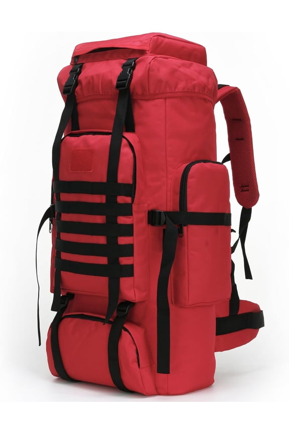 70L Tactical Military-Style Hiking Backpack Water-Resistant, Lightweight, with Padded Straps and 5 Compartments