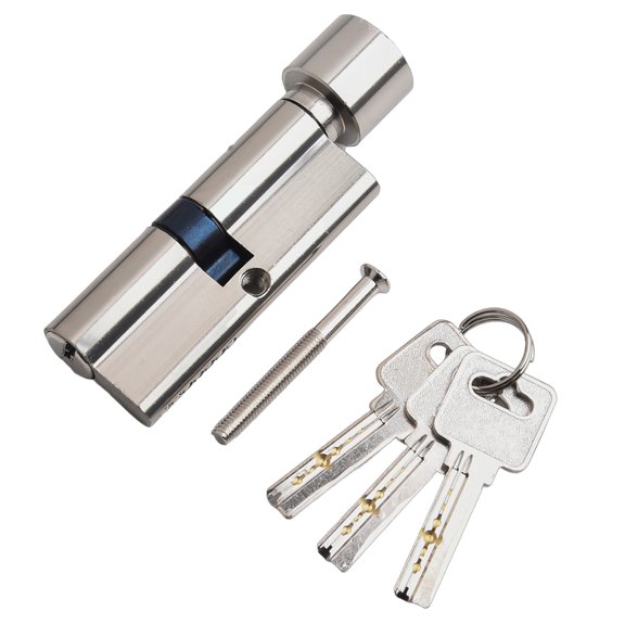 70Mm Aluminum Lock Knob Cylinder Anti-Theft Door Lock Core With 3 Keys 1 Screw Nickel Smile Home