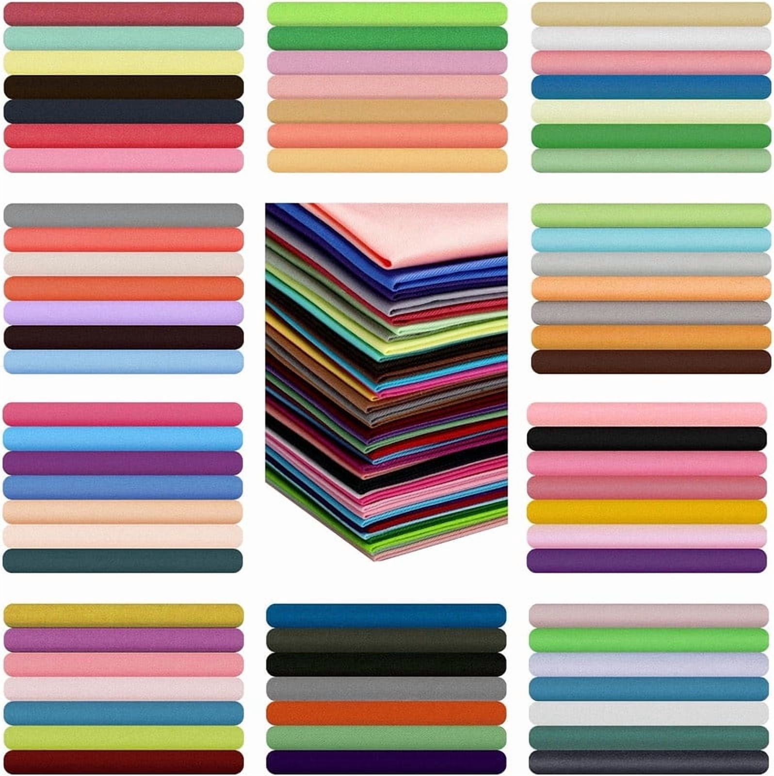 70PCS 10 x 10 Inches Cotton Fabric Square No Repeat Patchwork Fabrics Cotton Printed Craft Fabric Patchwork Bundles Quilting Fabric Craft for DIY Sewing Cloths Handmade Accessories(Solid Color)