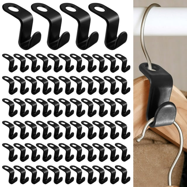 70PCS Clothes Hanger Connector Hooks Plastic Durable Extenders Clips