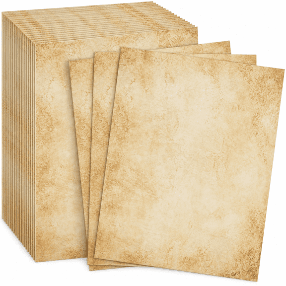 70PCS Vintage Parchment Paper 8.5x11 Inch Antique Writing Paper Double Sided Decorative Printer Paper for Letters Invitations Crafts Certificates