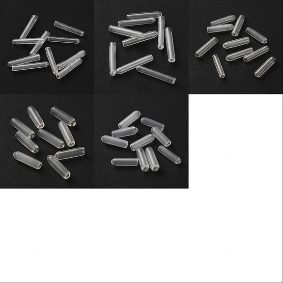 70Pcs 5 Styles Plastic End Caps for Aluminium Wire Column Clear 15~16x3~4.5mm Hole: 1.2~3mm 14pcs/style