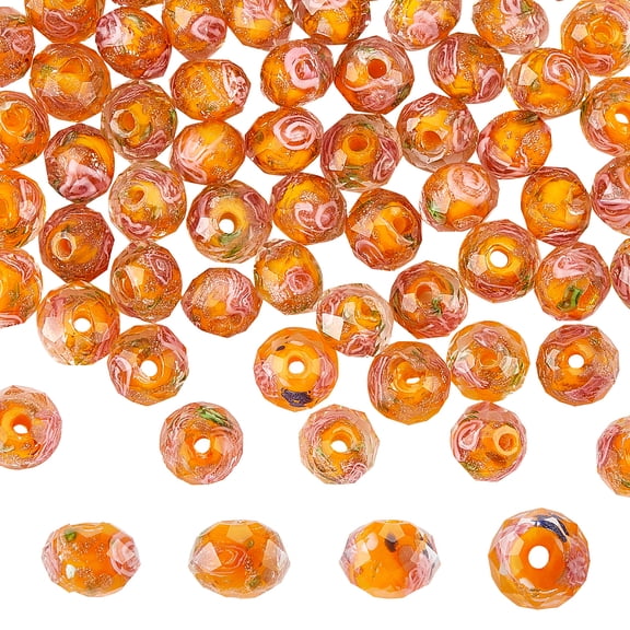 70Pcs 8mm Gold Sand Lampwork Beads Glass Handmade Round Loose Beads Lampwork Beads Supplies
