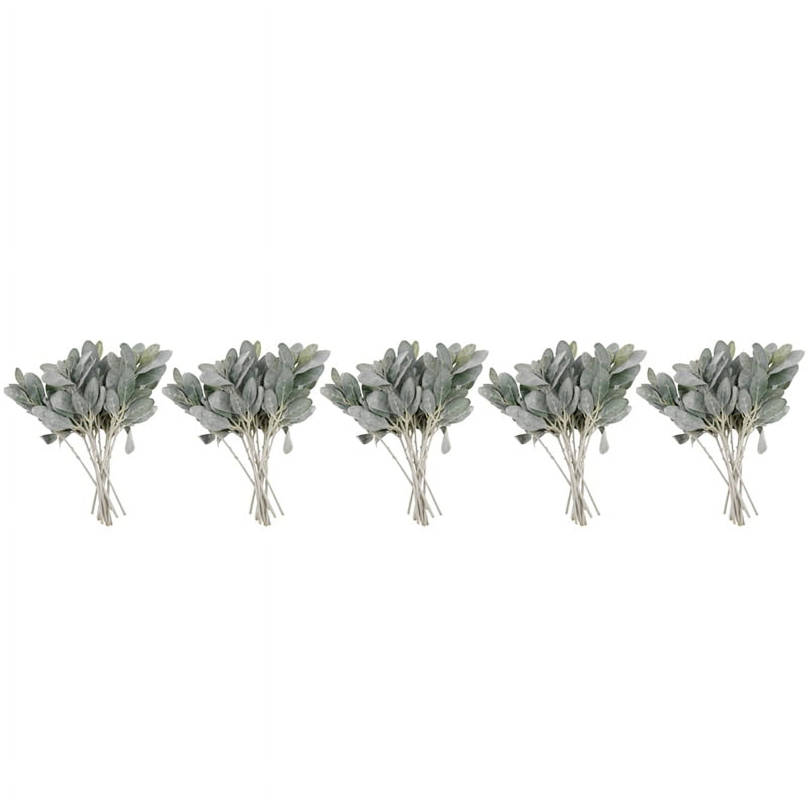 70Pcs Artificial Flocked Greenery Leaves Short Stems,Faux Lambs Ear Greenery Urn Filler Greenery