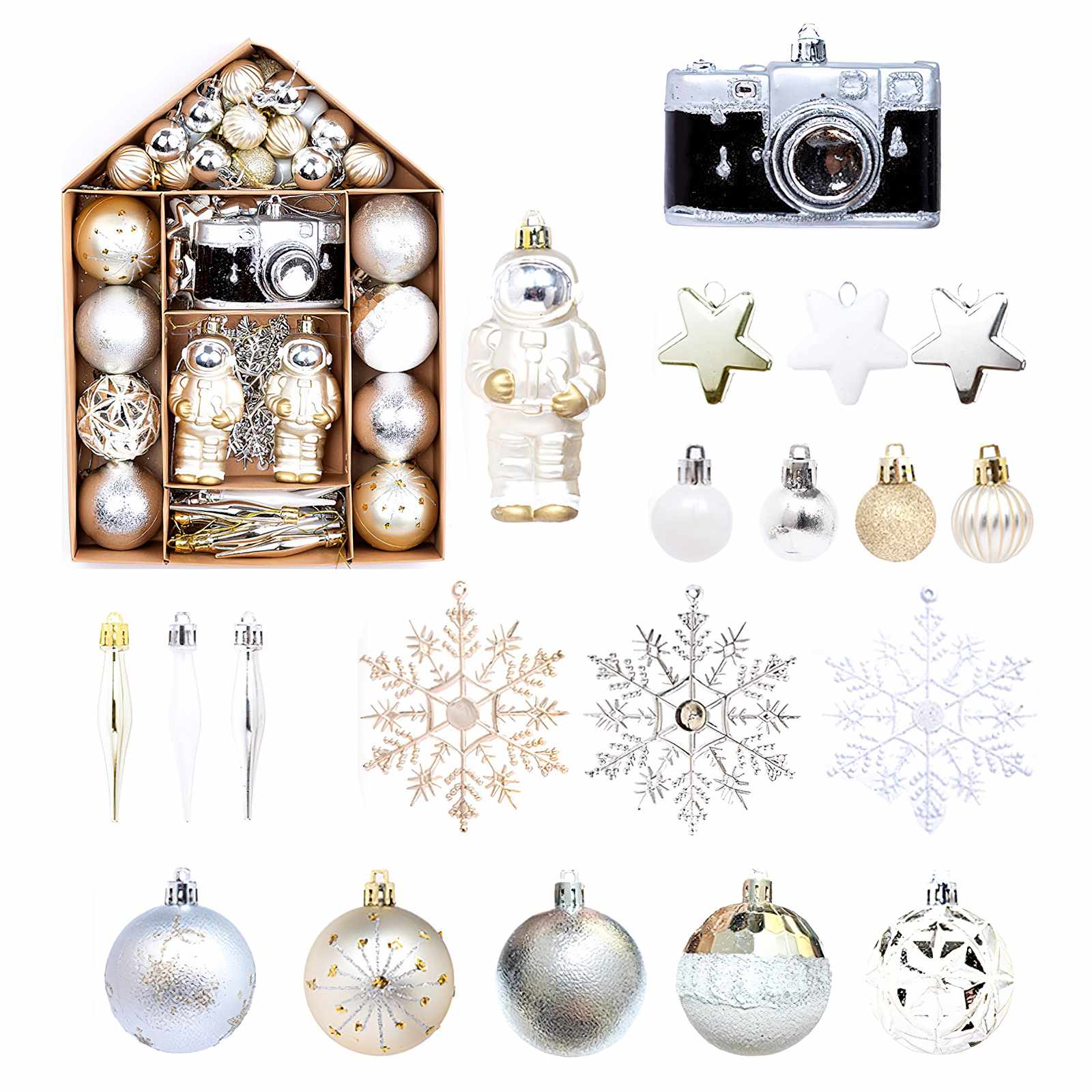 70Pcs Christmas Tree Baubles, Christmas Ball Ornaments for Christmas