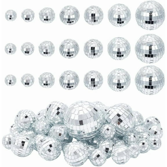 70Pcs Disco Ball Cake Topper 7 Sizes Disco Ball Cake Decoration Silver Disco Ball Decoration for Cake Accessory Party Ornament Silver DIY